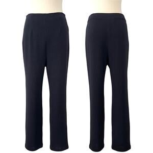 St. John Collection Knit High Rise Straight Leg Pants Black Side Zip Size 4 READ